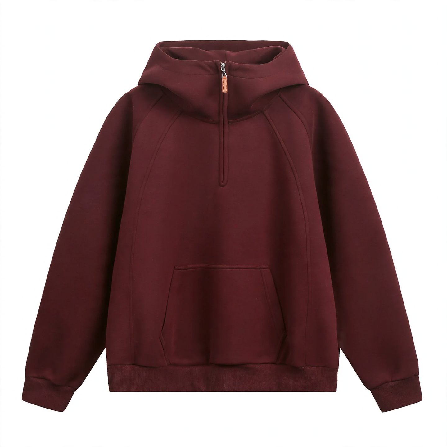 Heavy men's hooded sweatshirt with half zipper