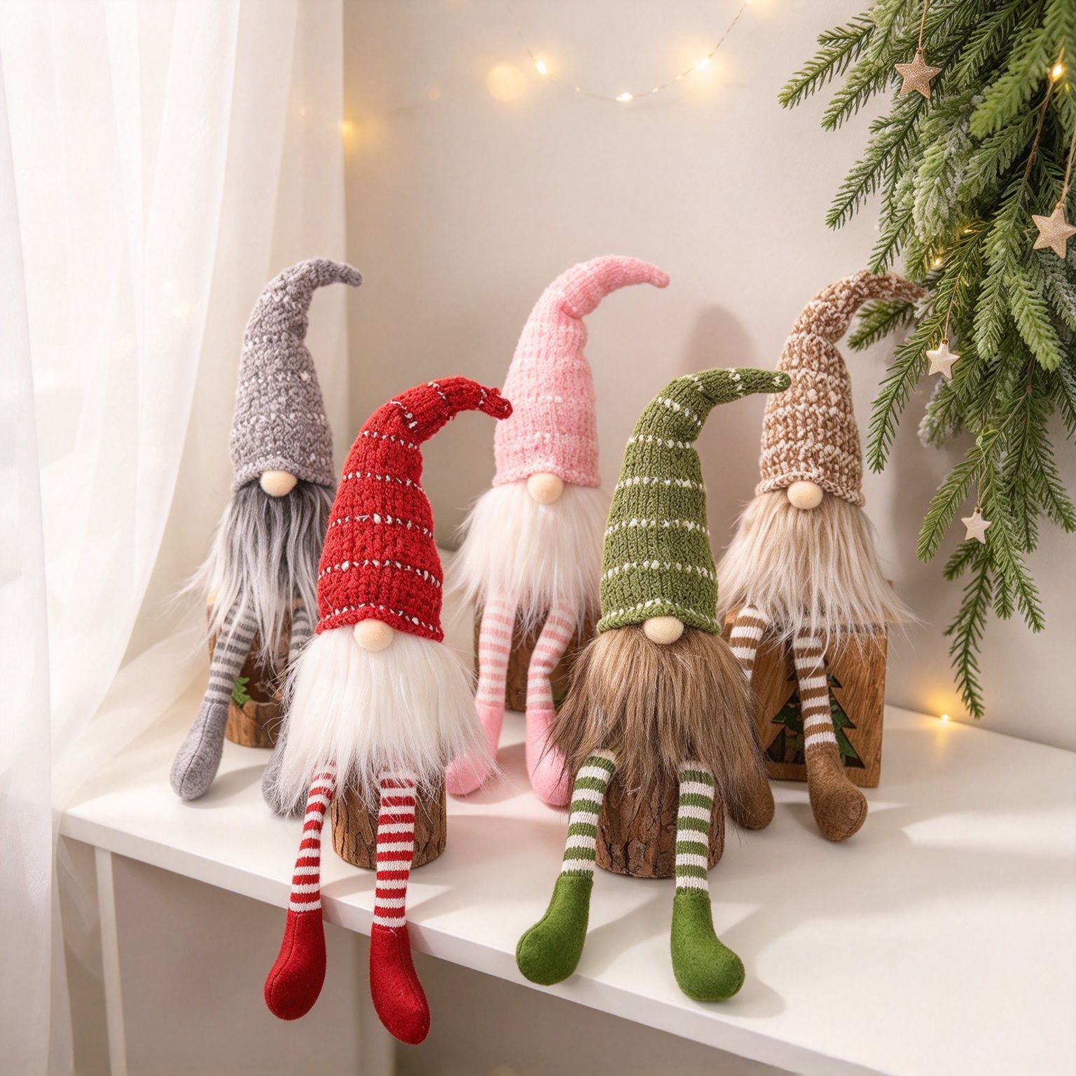 Christmas gnome with long legs, fabric