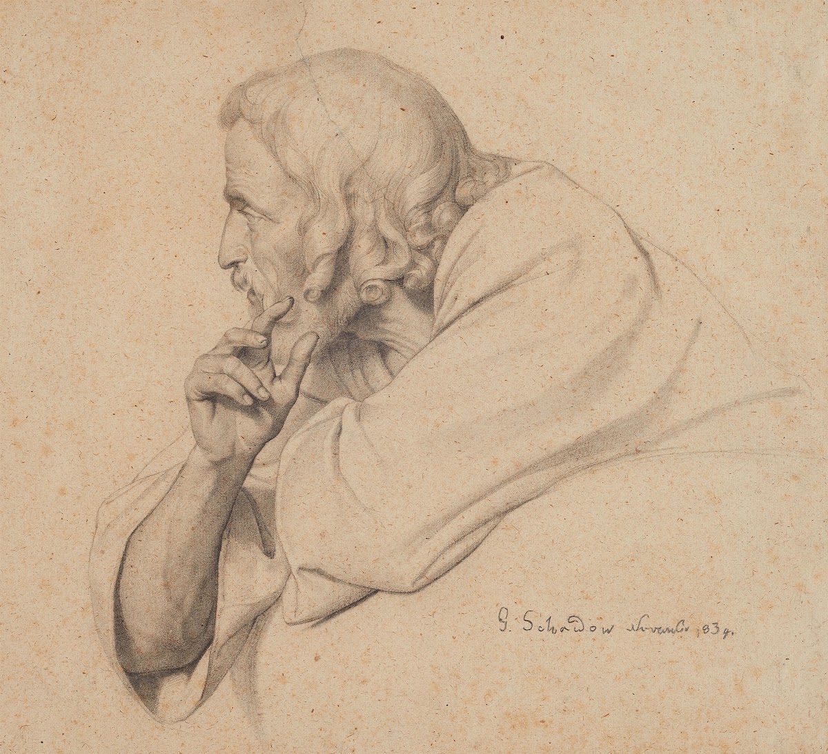 Halbfigurenstudie eines Mannes im Profil 1834