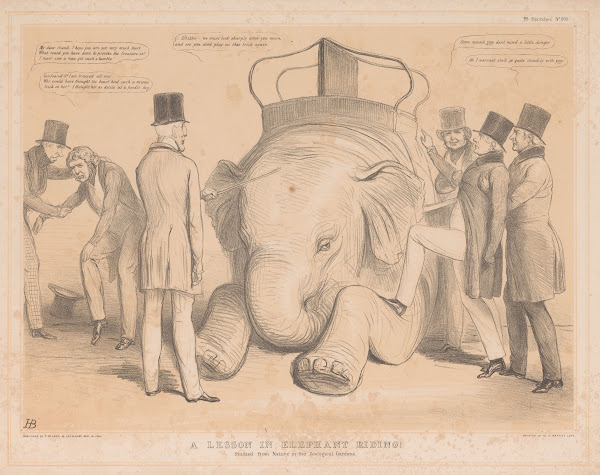 A lesson in elephant riding Studied from Nature in the Zoological Gardens 1844 1