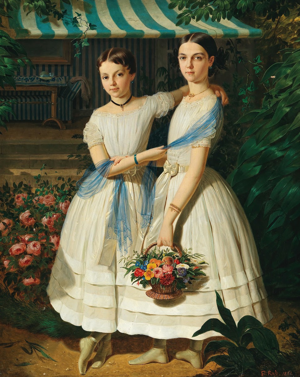 Bildnis zweier Schwestern im Garten 1854