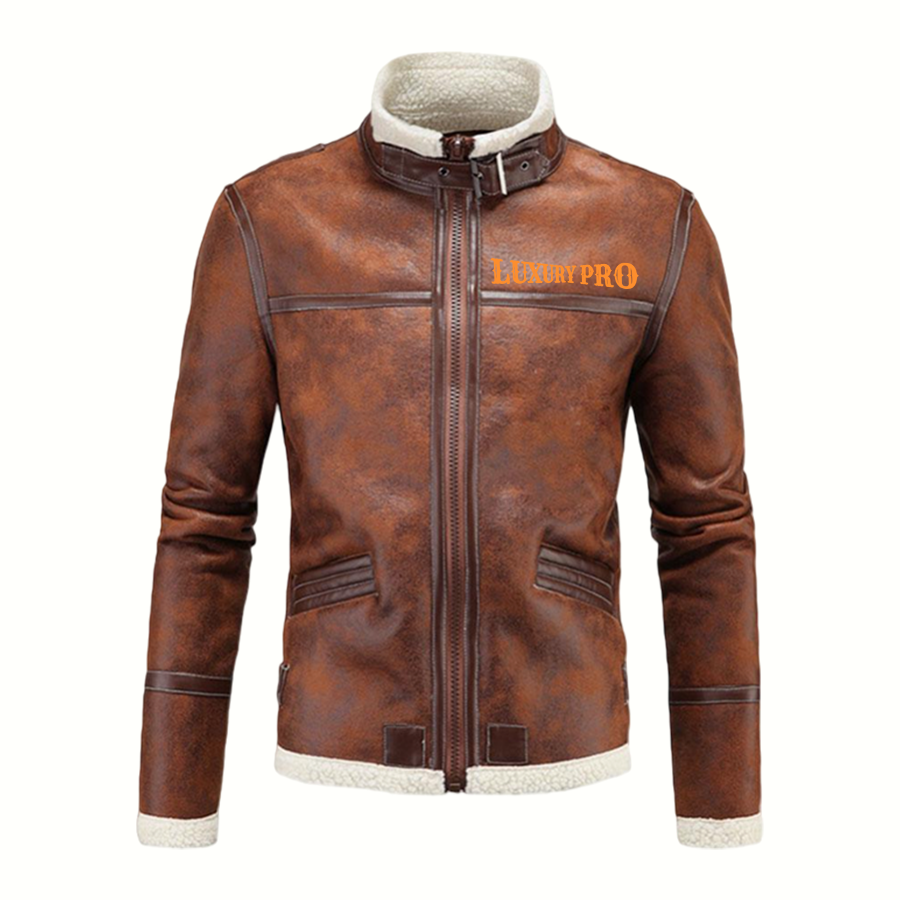 2D Stand-up Collar Fleece-Lined Jacket