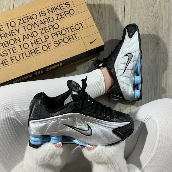 Nike Shox R4 Plata Azul 2