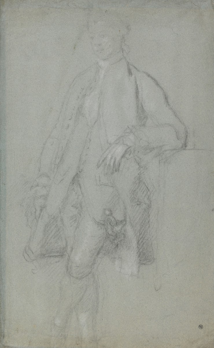 Man Standing Leaning on Left Elbow Full Length