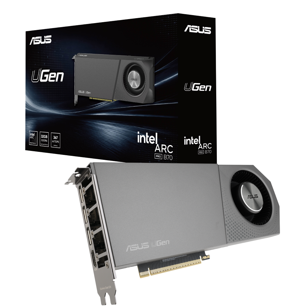 ASUS lança placa gráfica UGen Intel Arc Pro B70 com 32 GB para impulsionar IA local
