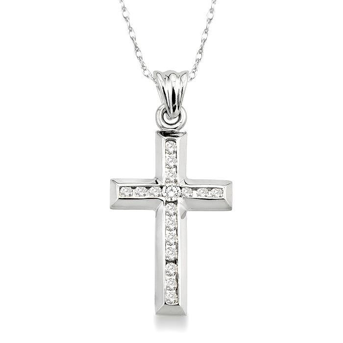 Channel Set Cross Diamond Fashion Pendant