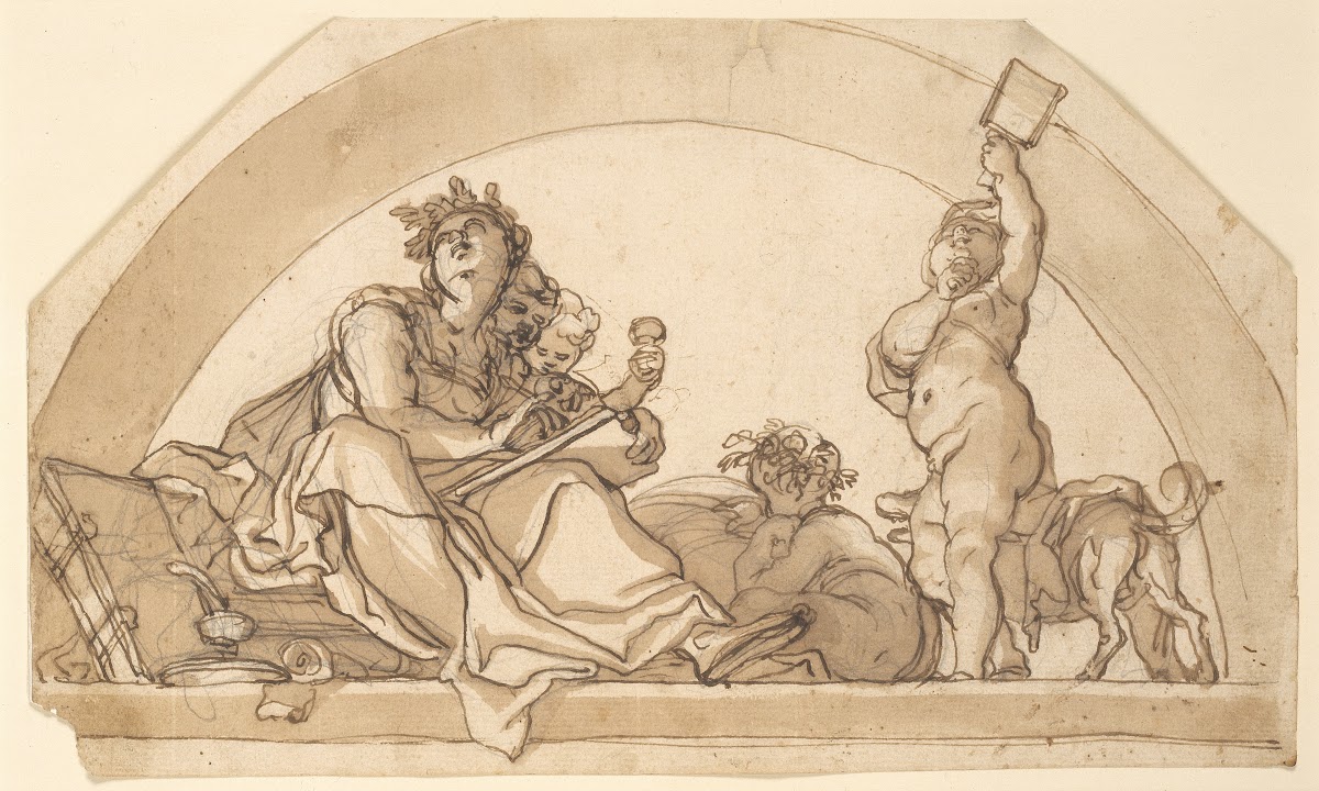 Poetry surrounded by children in a lunette 1675  1680