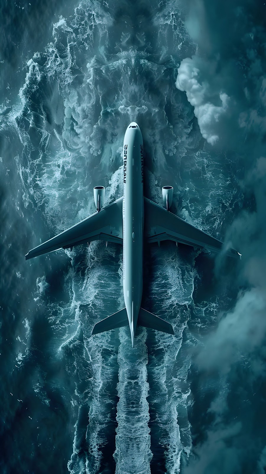 Airplane Flying Over Sea Image