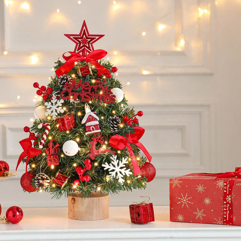 Decorative table Christmas tree with wooden stand