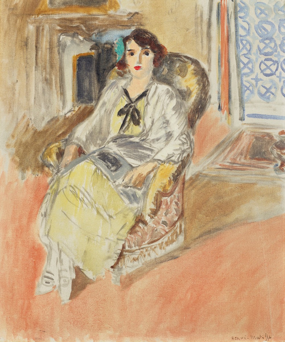 Jeune Fille Assise Robe Jaune 1921 1922