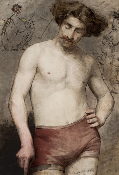 Male semi nude  study 1885