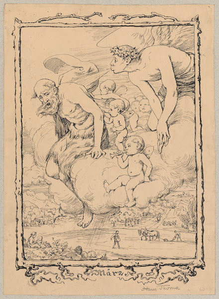 Design of a page in calendar with an allegory of March
