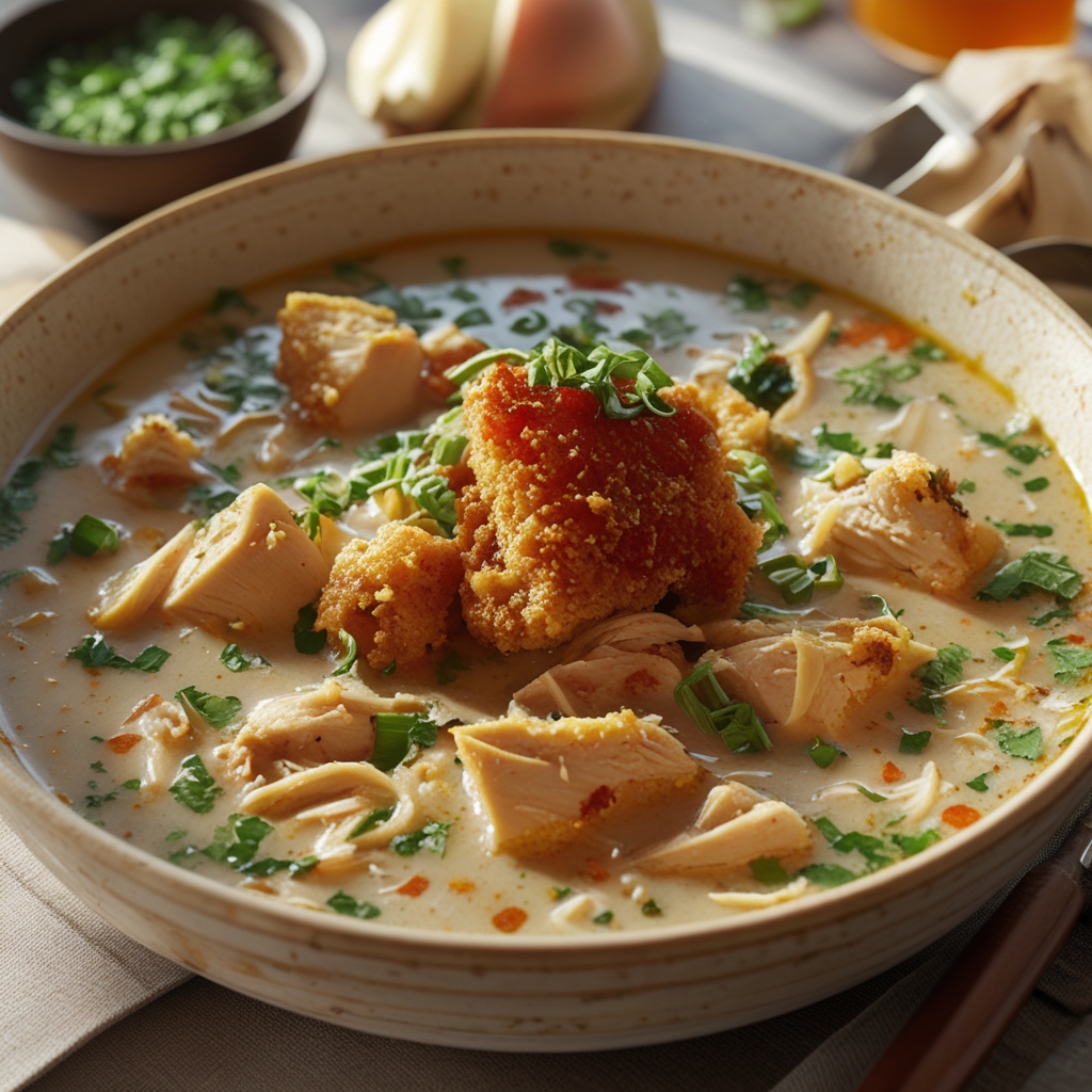 Revitalizing & Spicy Creamy Chicken and Ramen Soup for Spring - Easy Homemade Comfort finished