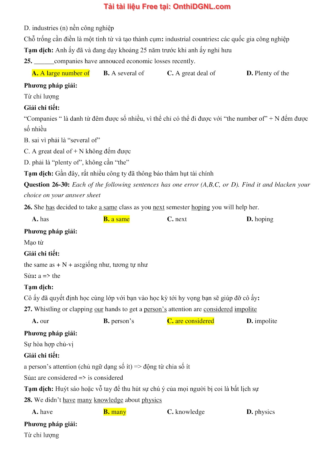 800 bài tập môn Tiếng Anh - Ôn thi ĐGNL ĐHQG TP HCM Phần 39