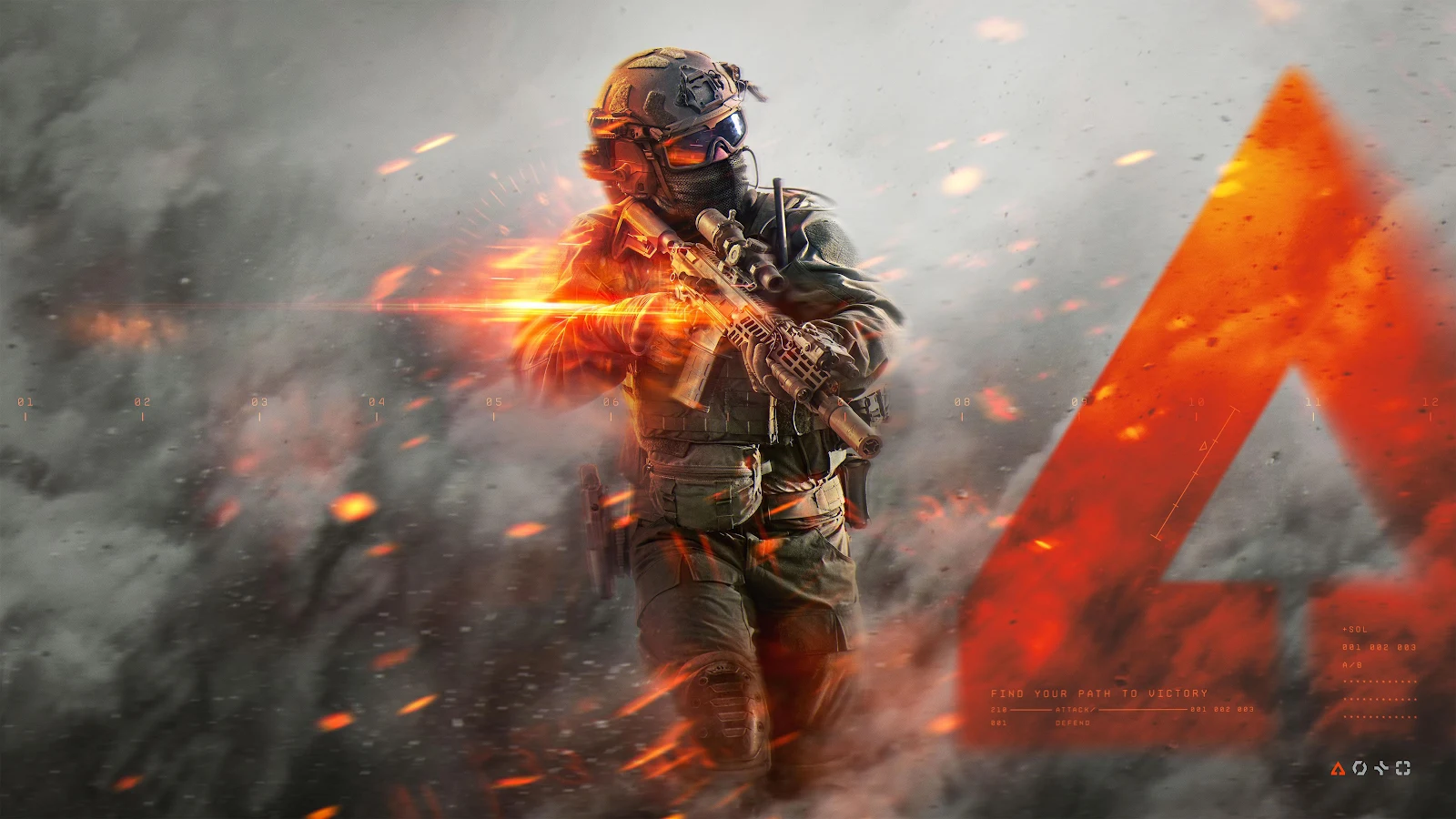 Battlefield Tactical Soldier Action - Digital Game Art 4K Wallpaper (4500x2531)
