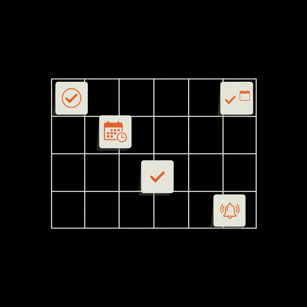 Minimal 2D vector content calendar with sticky notes and orange checkmarks on a black full-bleed background, clean modern layout — How much does TikTok pay?