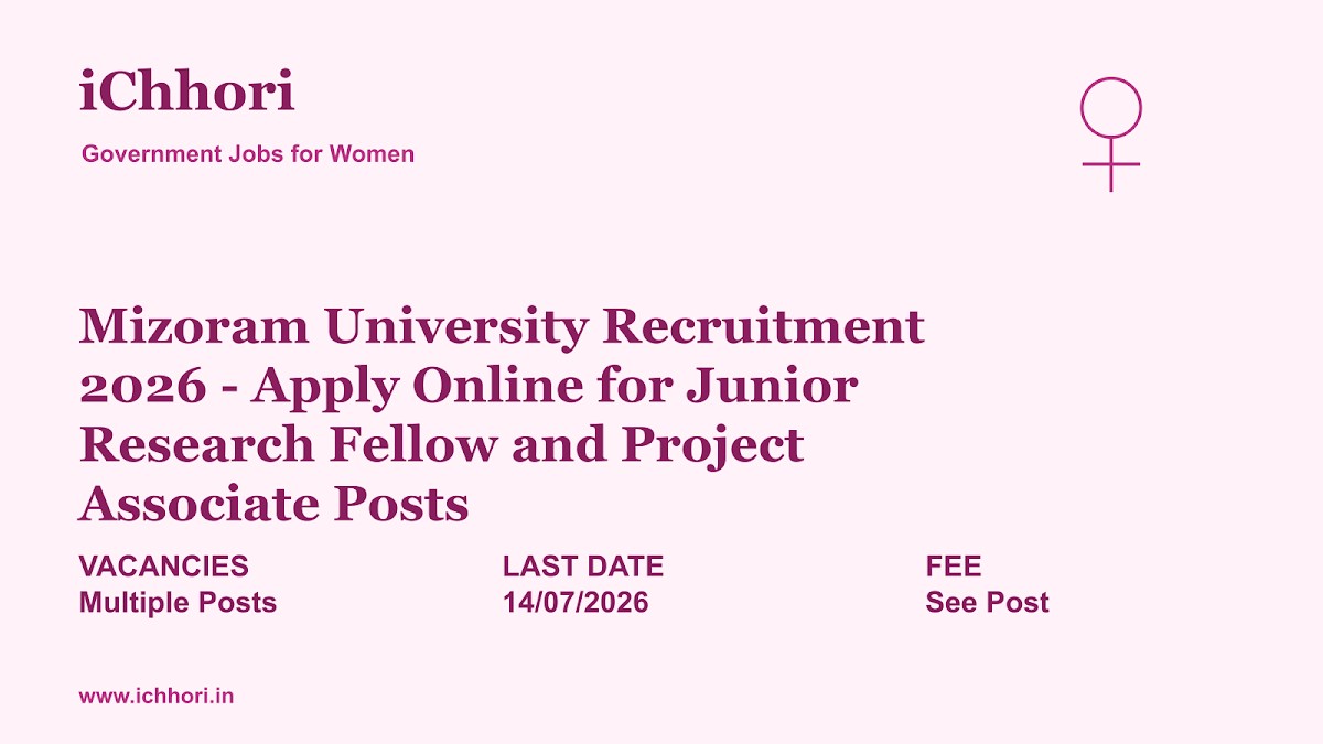 Mizoram University Recruitment 2026 - Apply Online for Junior Research Fellow and Project Associate Posts - iChhori