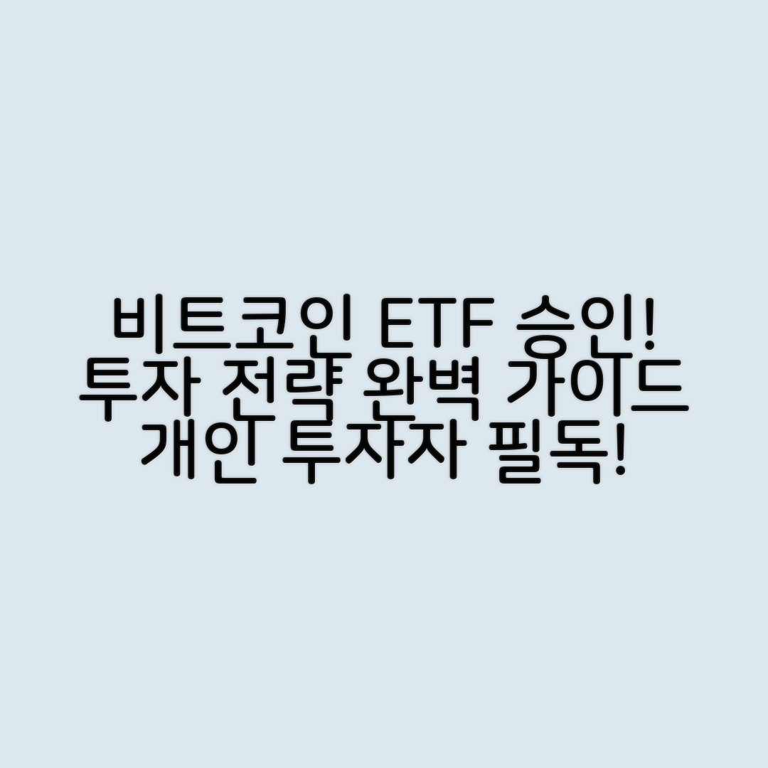 비트코인 ETF 승인 후 투자 전략: 개인 투자자를 위한 가이드