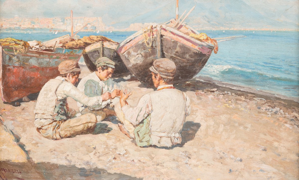 Fisher boys by the beach of Naples