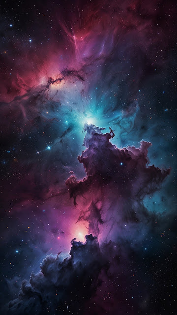 Vibrant Stellar Nursery Nebula in Deep Space - Free mobile Wallpaper