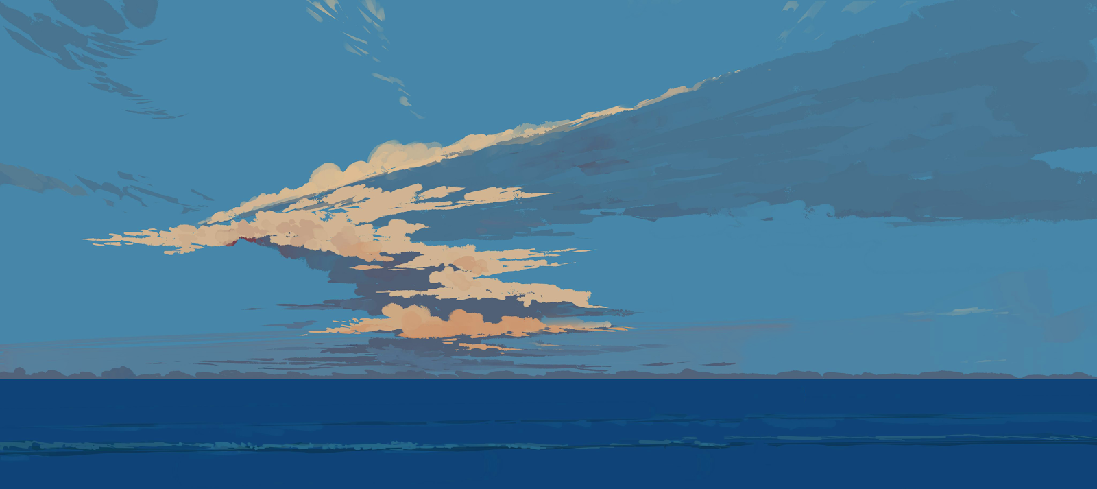 Sky, Ocean, Clouds, Seascape 2K Wallpaper Background (4096x1825)