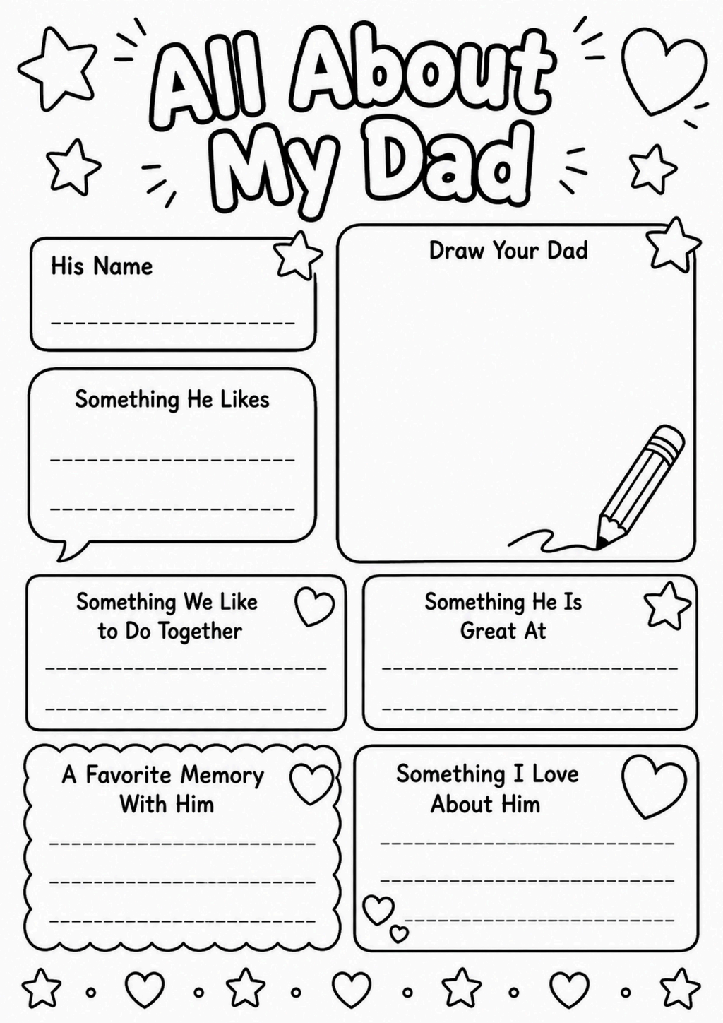 All About My Dad Worksheet