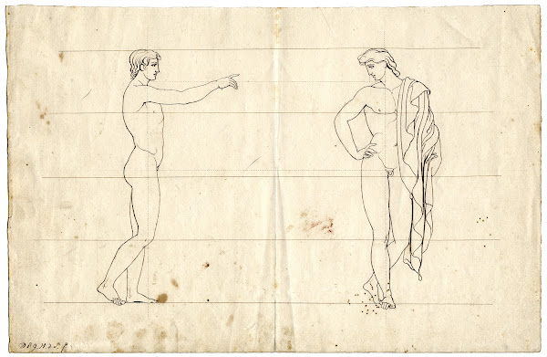 Two standing naked youths