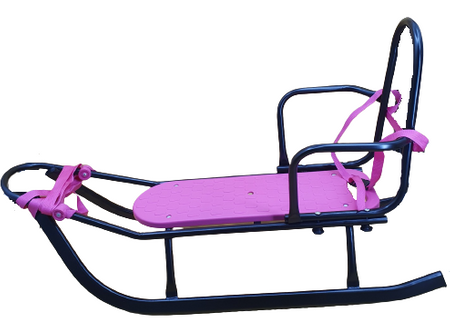 Санки Adbor Piccolino Black Edition зі спинкою чорний/рожевий