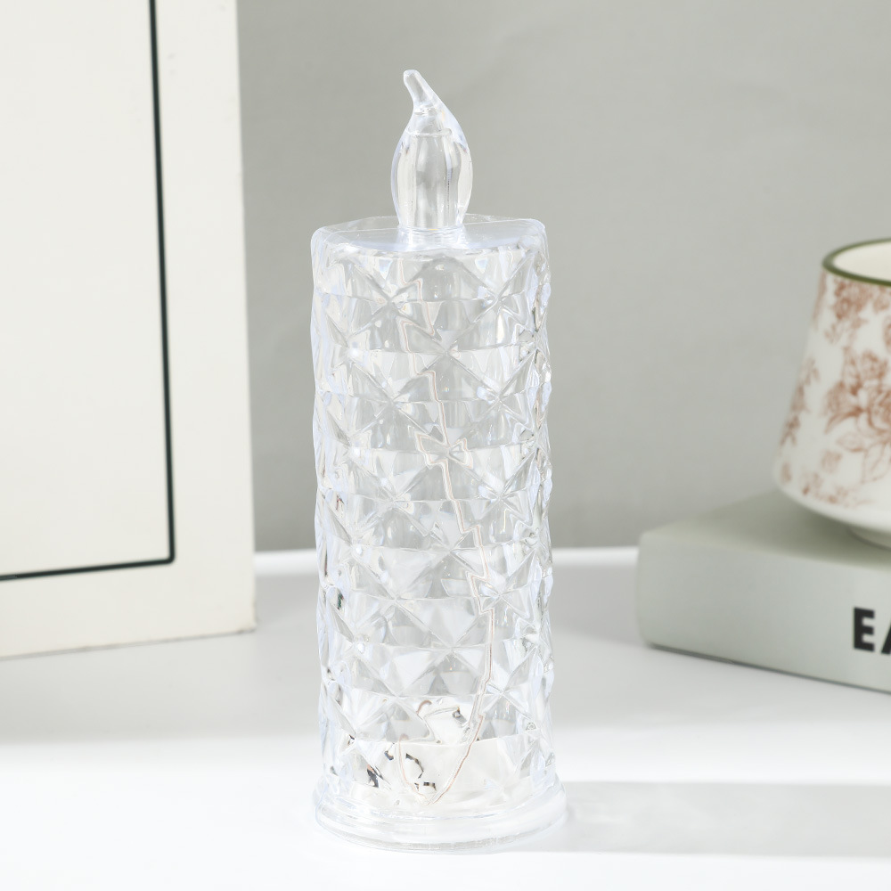 LED Crystal Night Light with Rose Motif