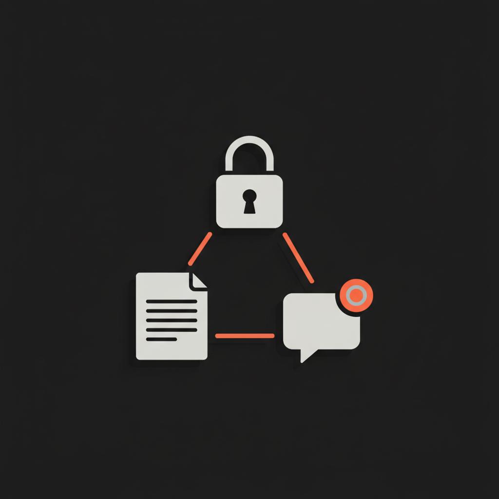 Minimal 2D vector infographic of a lock, document, and chat bubble in Social Success Hub brand colors on black background — does Google tell you who reported your review