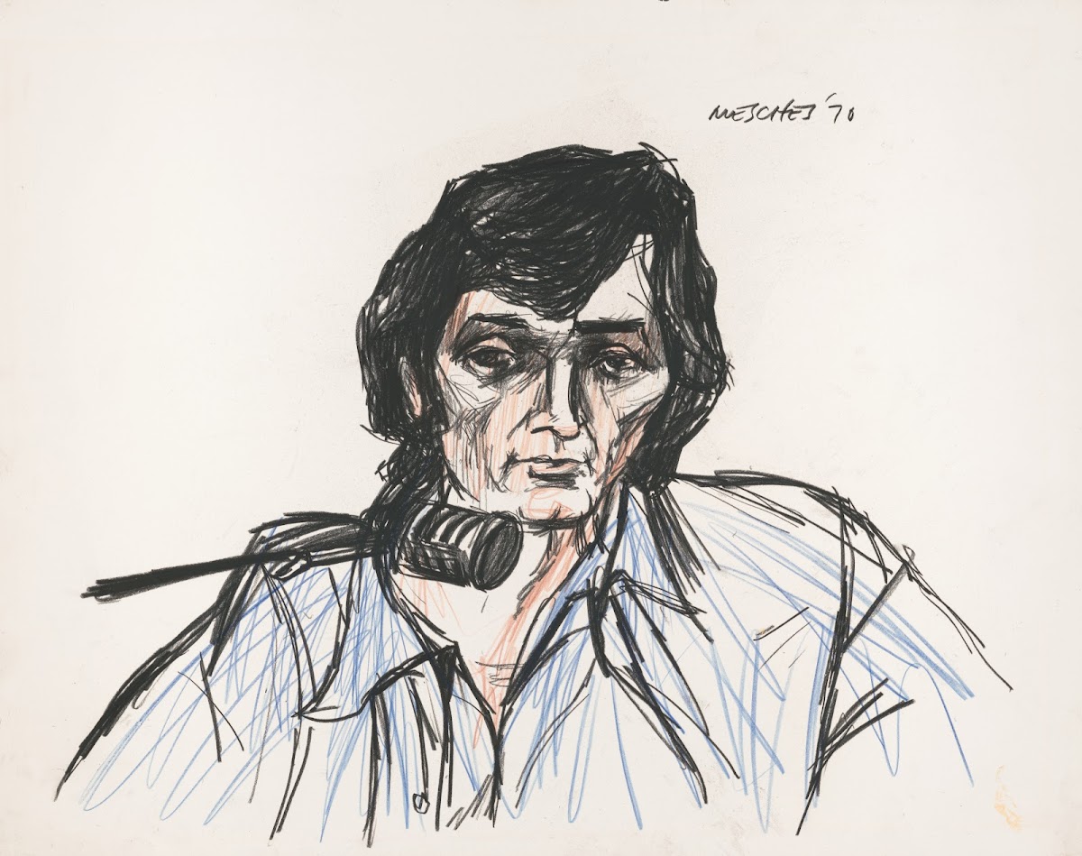 Charles Manson testifying during a trial for the Sharon Tate and the LaBianca mu