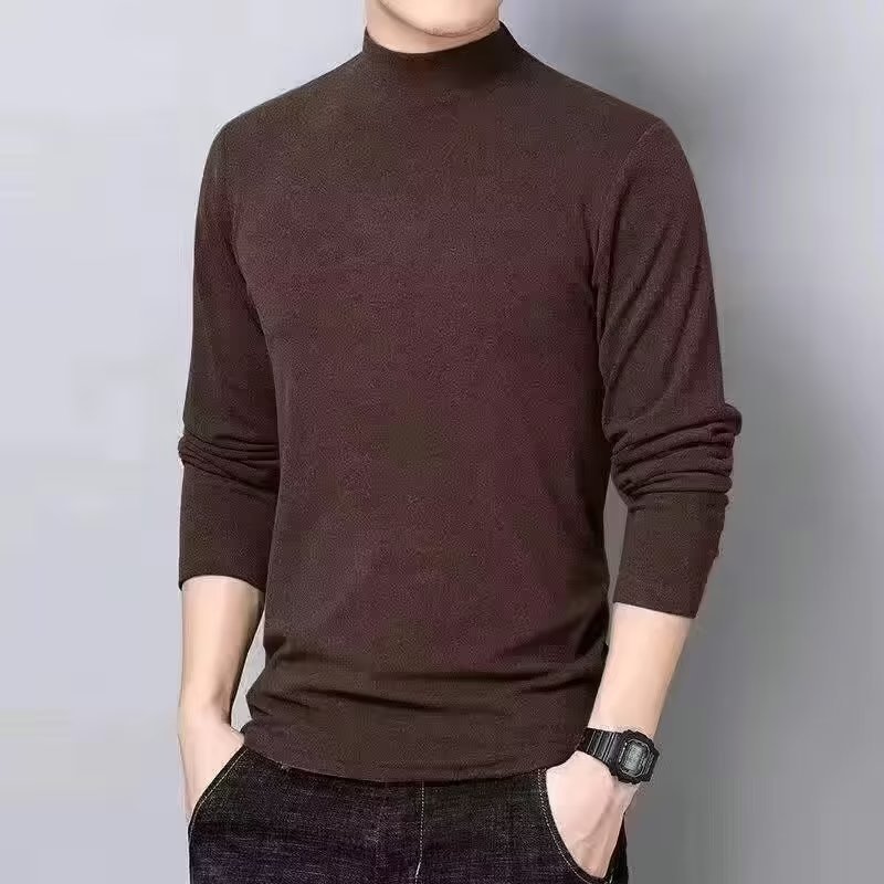 Men's long sleeve shirt with stand-up collar, lined
