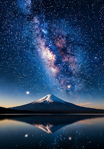 Milky Way Over Snow Mountain Reflection