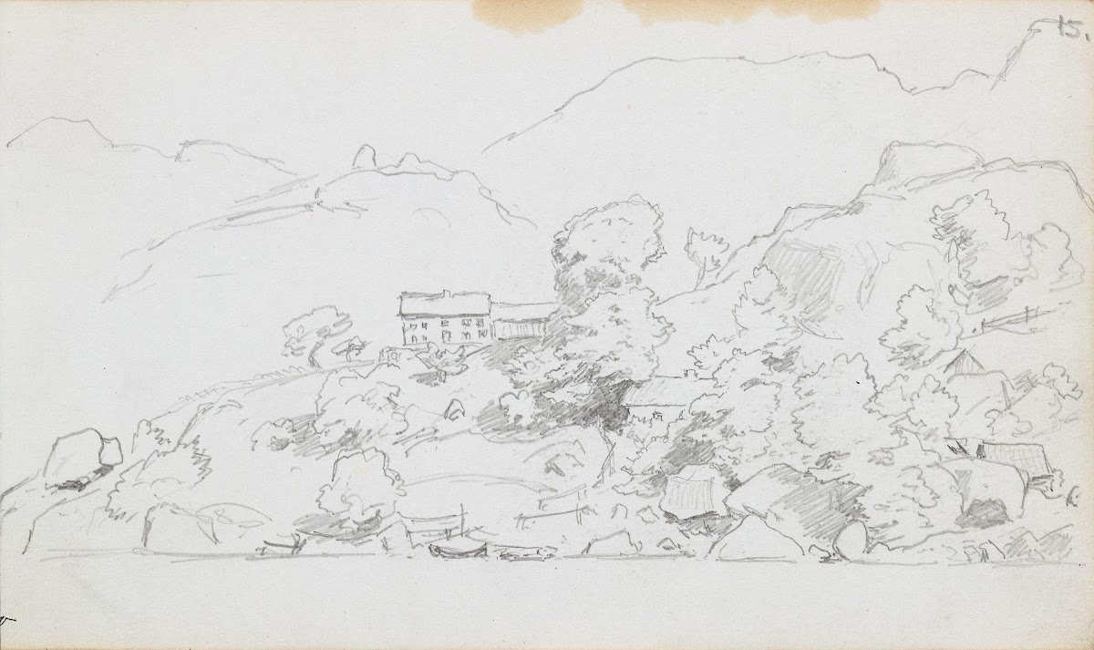 Kystlandskap med hus 1869