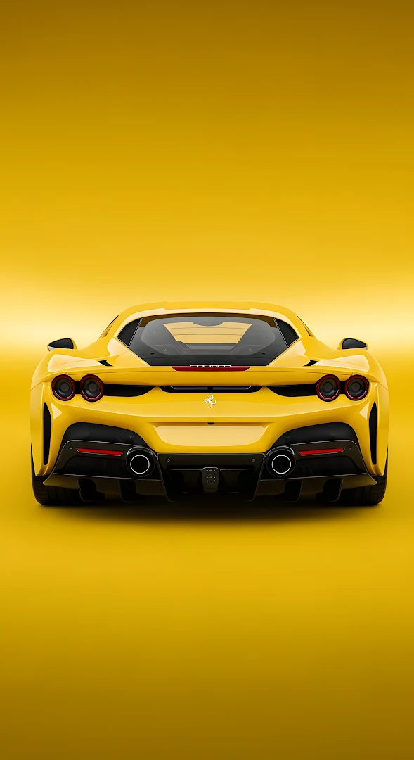 Yellow Ferrari F8 Tributo Rear View Minimalist