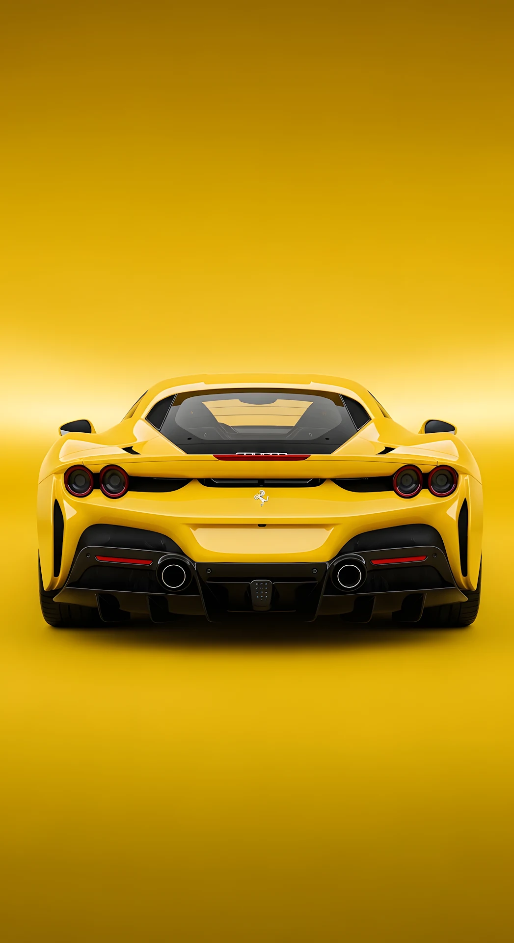 Yellow Ferrari F8 Tributo Rear View Minimalist - Free 4K mobile Wallpaper