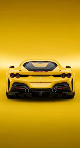 Yellow Ferrari F8 Tributo Rear View Minimalist