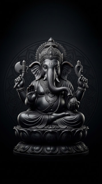 Minimalist Lord Ganesha Black and Grey Wallpaper - Free mobile Wallpaper