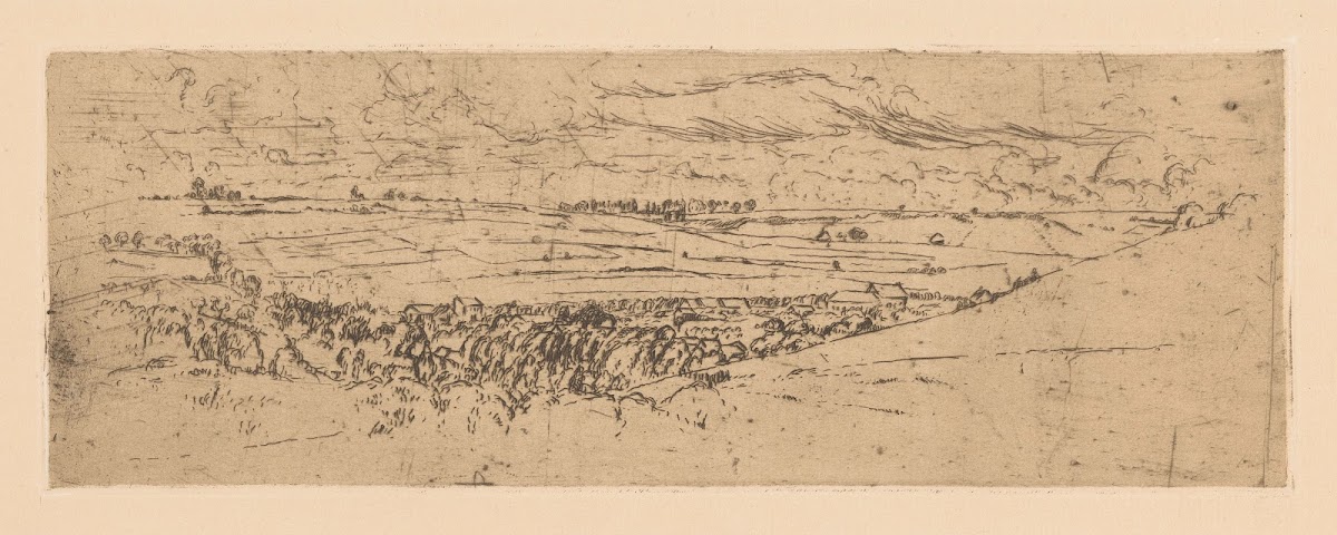 Rolling landscape with a village 20th century