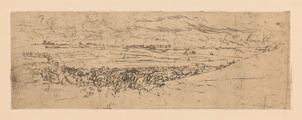Rolling landscape with a village 20th century