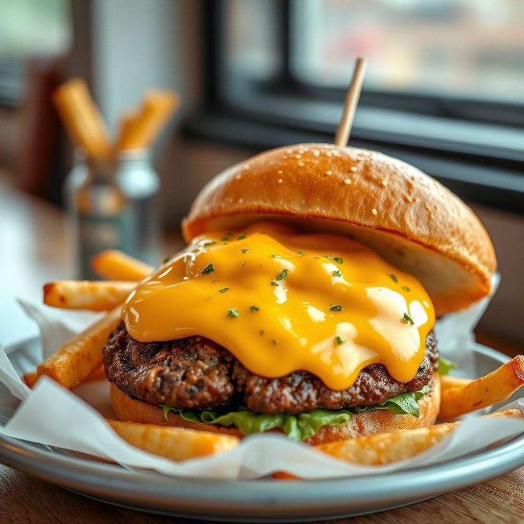 Crispy Smash Burger Fries with Cheddar Cheese Sauce – Easy Homemade Comfort Food