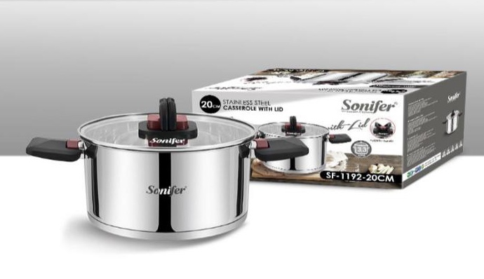 20cm Sonifer Stainless Steel Casserole with Lid (SF-1192)