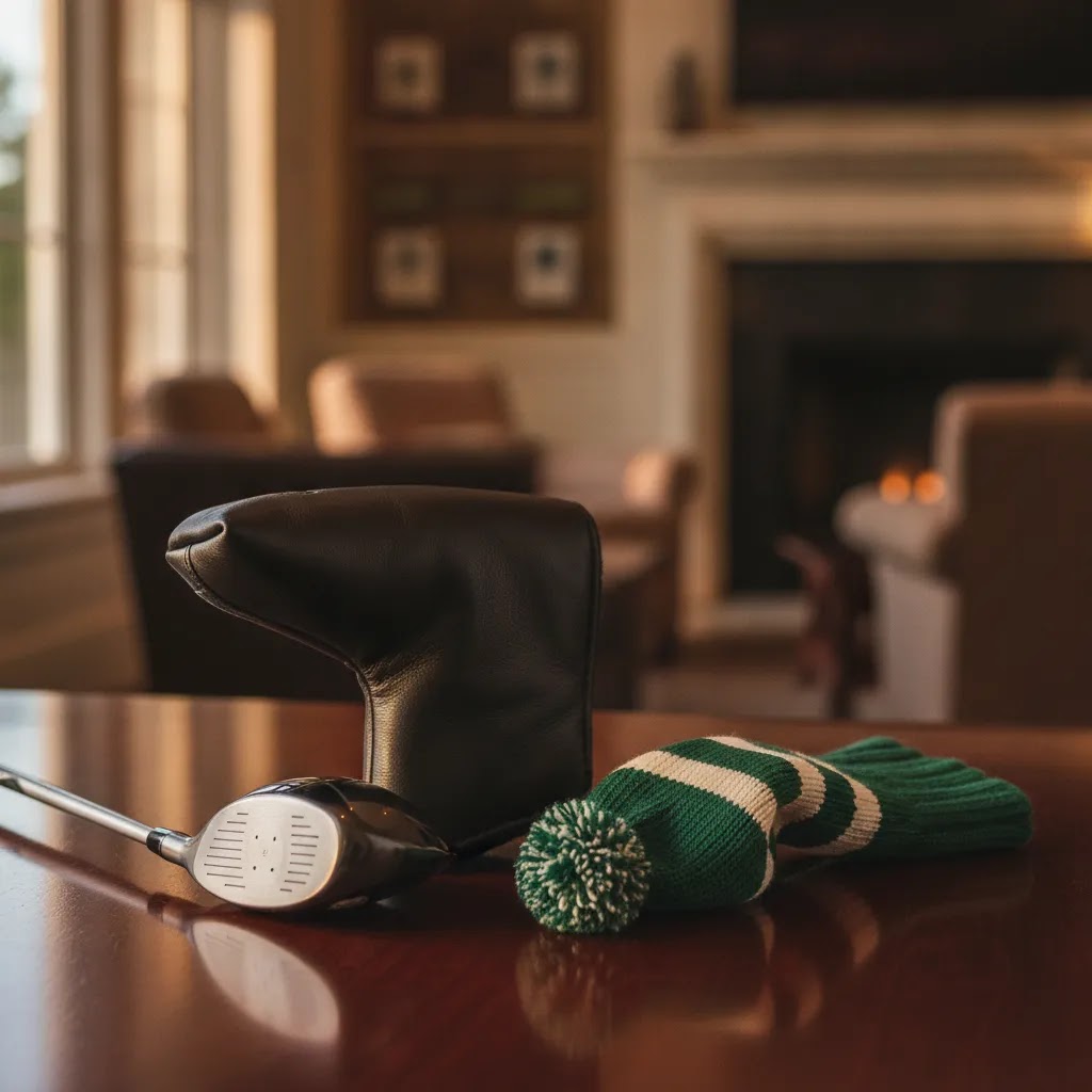 Leather vs knit headcover comparison showing differences in structure, texture, and style for golf headcover materials