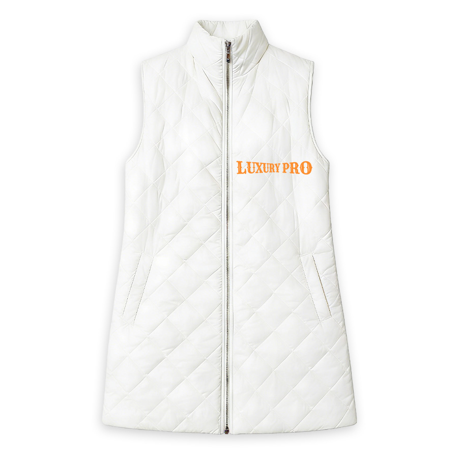 2D Women's Long Rhombus Quilted Down Vest