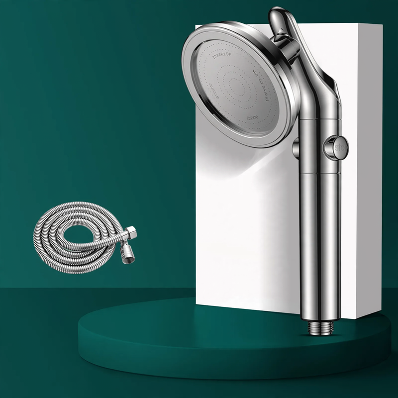 Shower set with pressure boost and swivel connection