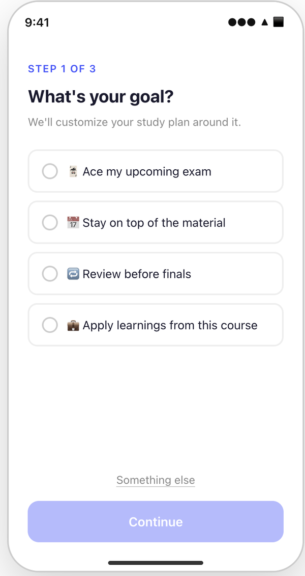 Onboarding: what's your goal?