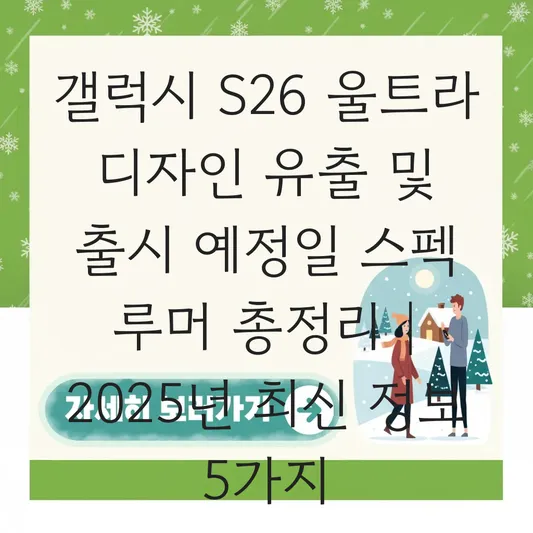 갤럭시 S26 울트라 디자인 유출 및 출시 예정일 스펙 루머 총정리 대표 이미지