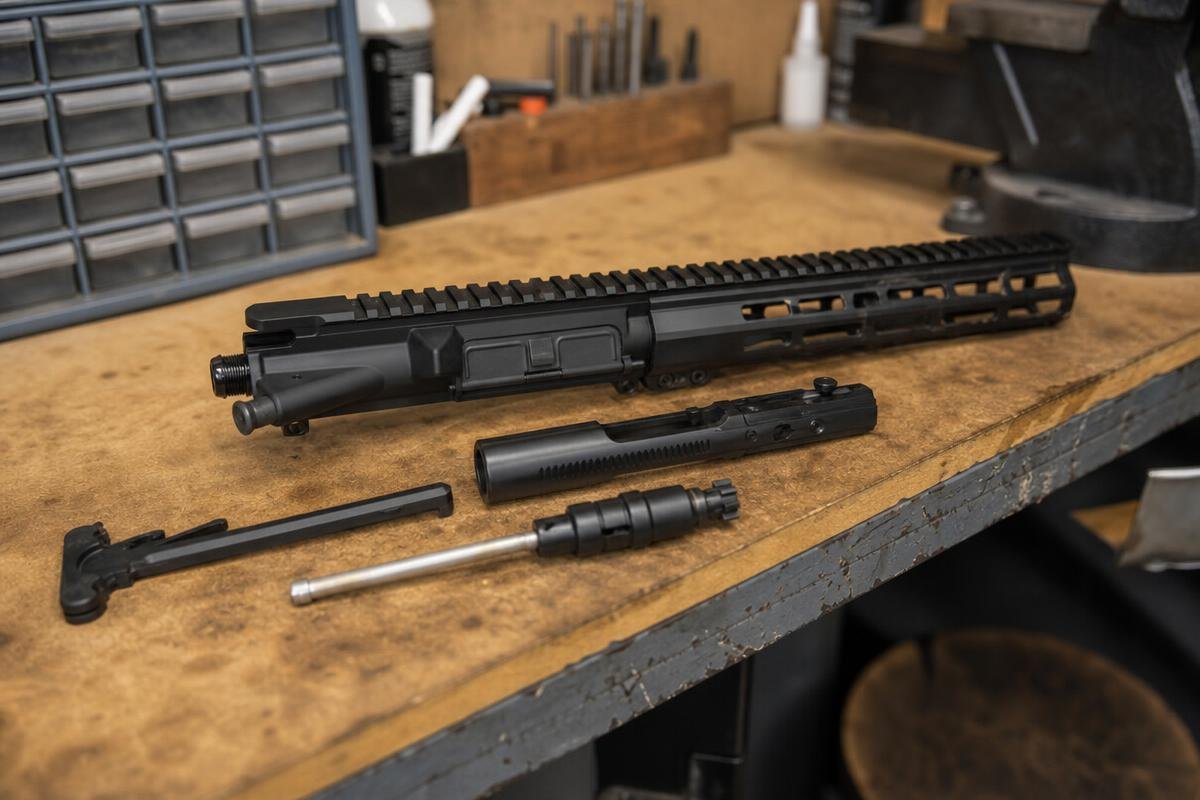 AR-15 piston kit parts before upper assembly