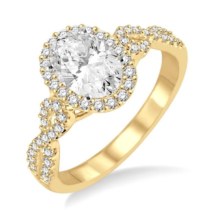 Oval Shape Semi-Mount Halo Diamond Engagement Ring