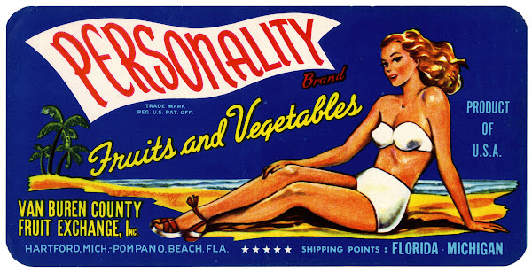 Personality Brand Fruits and Vegetables Label 1930 1950